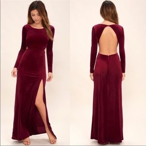 NWT Lulus red/maroon velvet long sleeve dress.